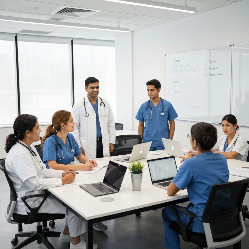 Diverse healthcare professionals in training session